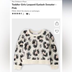 The Children's Place Fuzzy Animal Print Sweater - Black, Pink, Cream